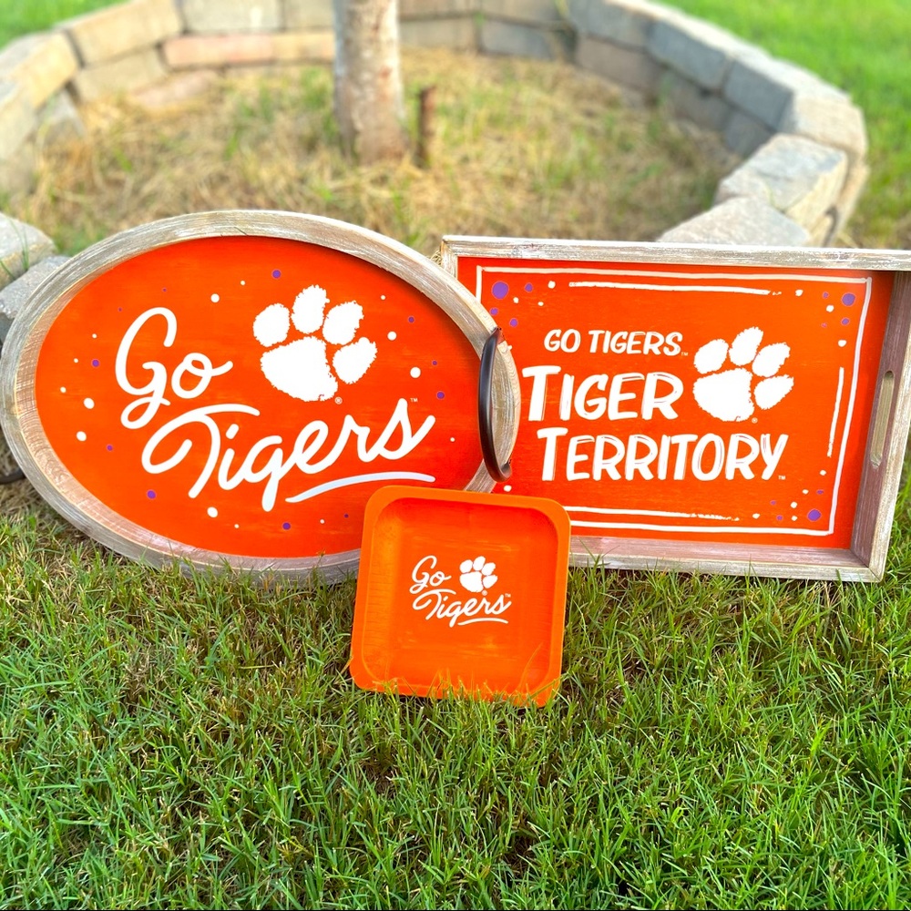 Clemson Spirit Wood Trinket Tray, Spirit Wood Oval Tray, Wood Rectangle Tray